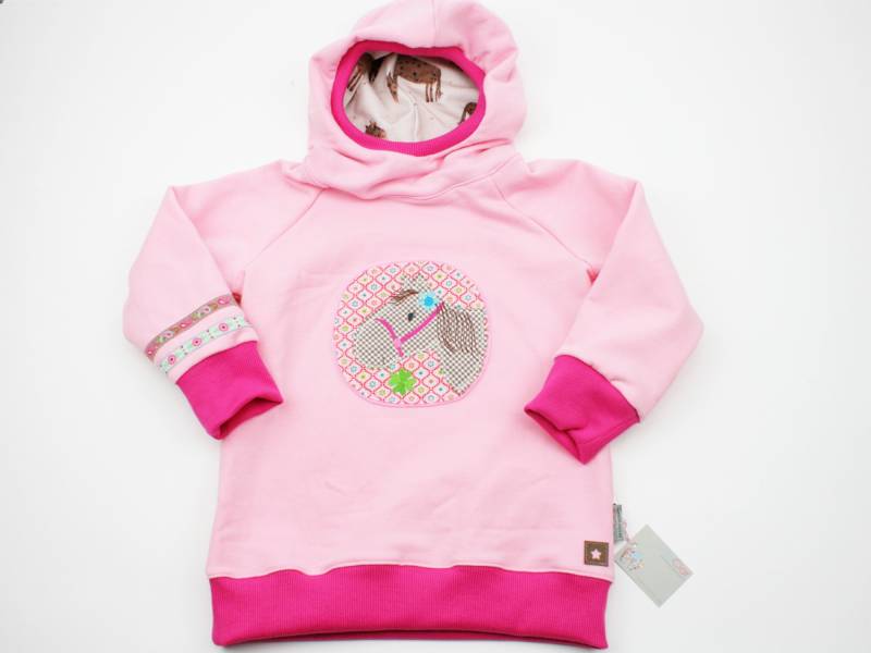 Kapuzenpulli Gr. 98-128 Pferd Rosa/Pink von JaClarDesign