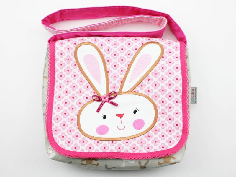 Kindergartentasche Häschen Pink/Hellgrau von JaClarDesign