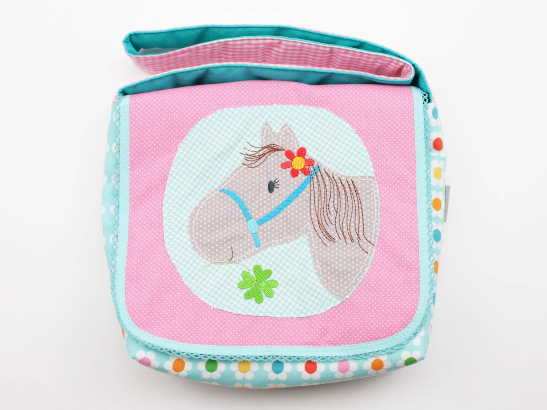 Kindergartentasche Pferd Rosa/Türkis von JaClarDesign