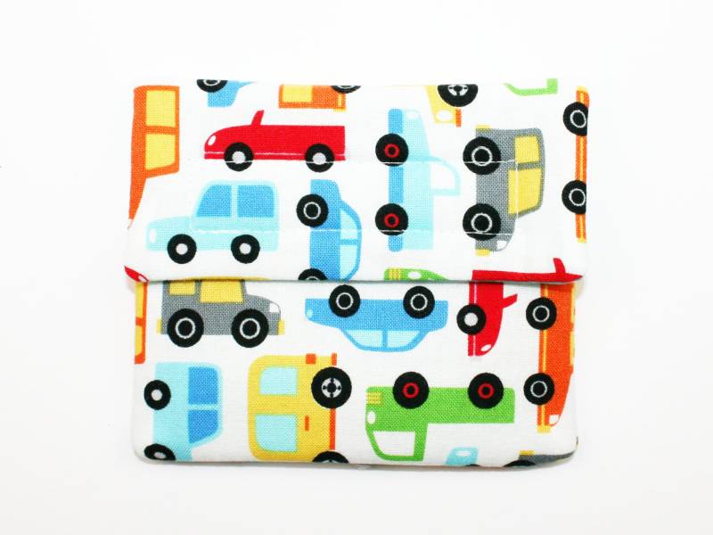 Kindergeldbeutel/Geldbörse Autos Bunt/Mintgrün von JaClarDesign