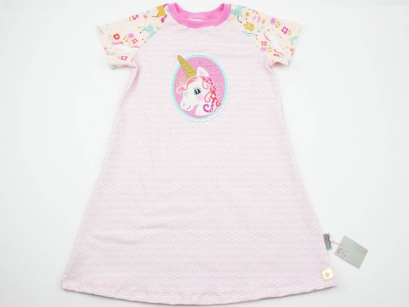 Kurzarmkleid Gr. 62-134 Einhorn Rosa/Weiss von JaClarDesign