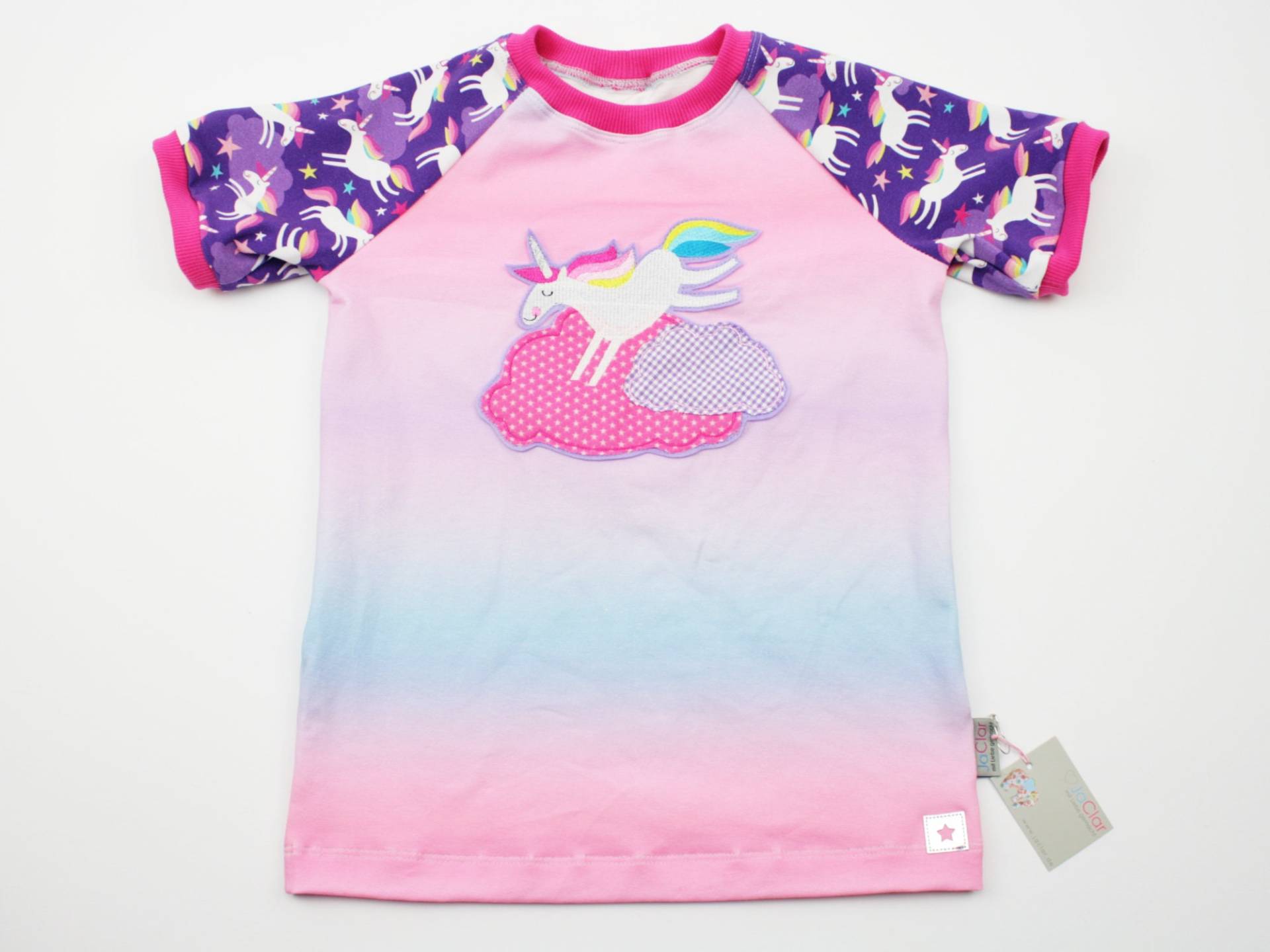 Kurzarmshirt Gr. 116 Einhorn Pink/Lila von JaClarDesign