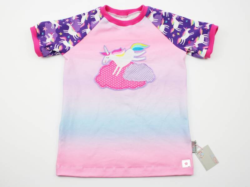 Kurzarmshirt Gr. 116 Einhorn Pink/Lila von JaClarDesign