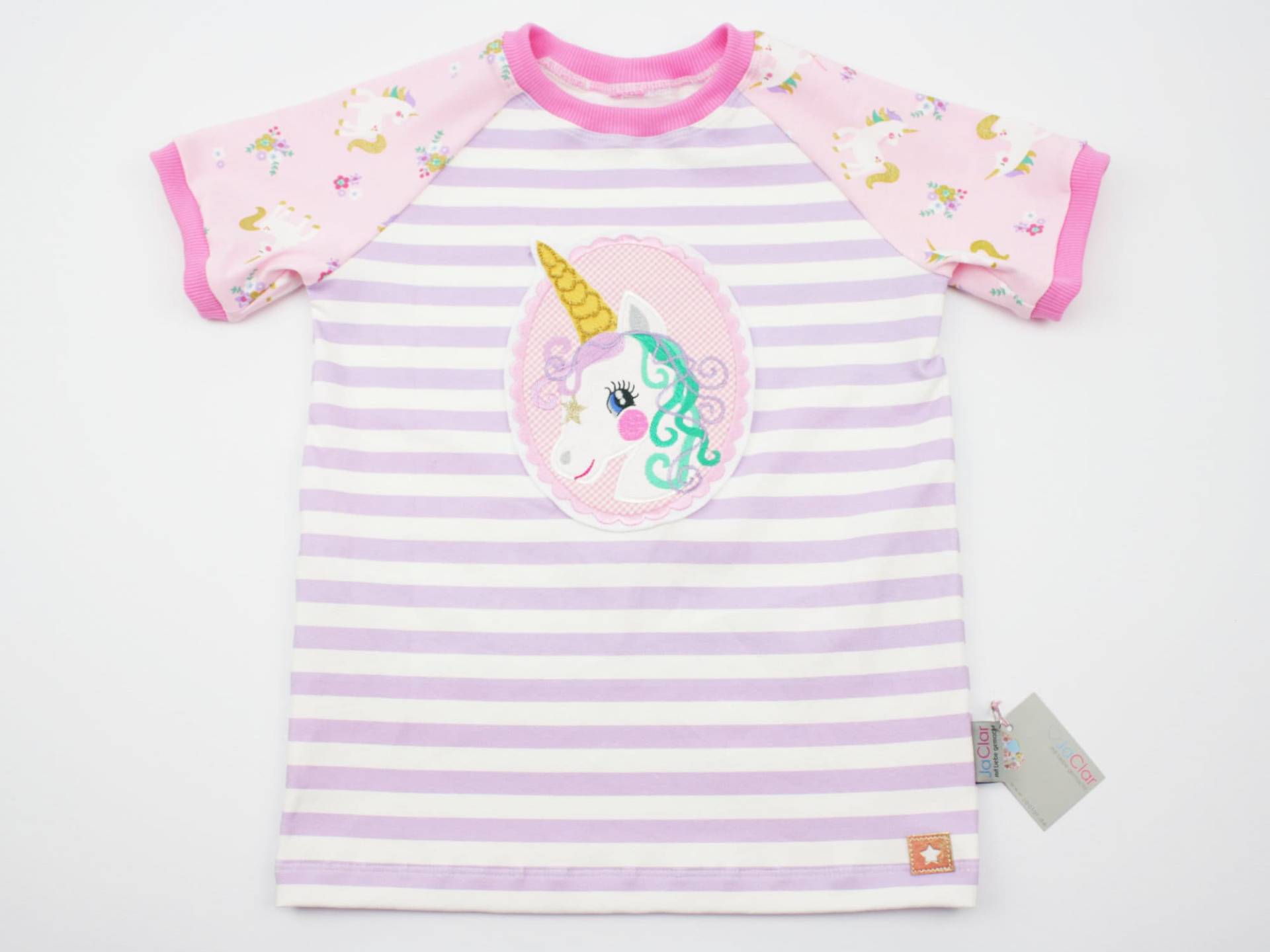 Kurzarmshirt Gr. 62-128 Einhorn Lila/Rosa von JaClarDesign
