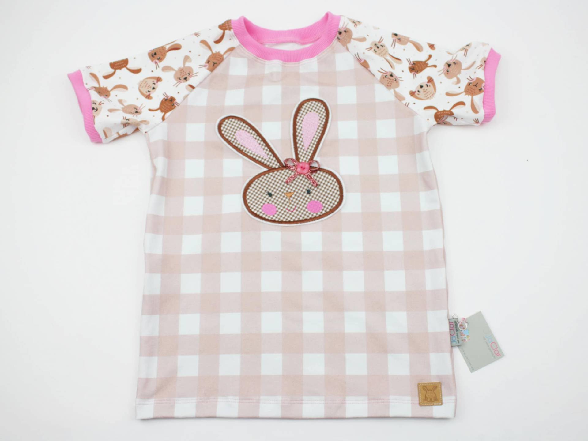 Kurzarmshirt Gr. 62-128 Häschen Altrosa/Braun von JaClarDesign