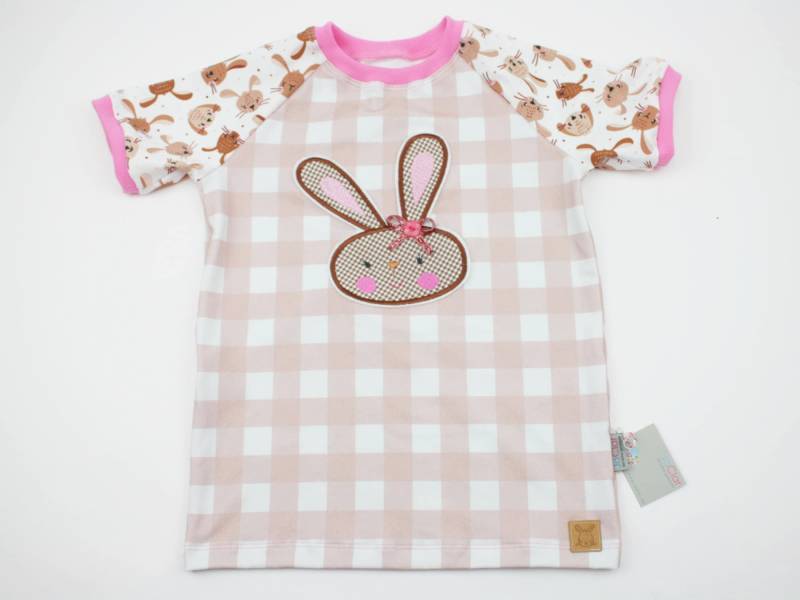 Kurzarmshirt Gr. 62-128 Häschen Altrosa/Braun von JaClarDesign