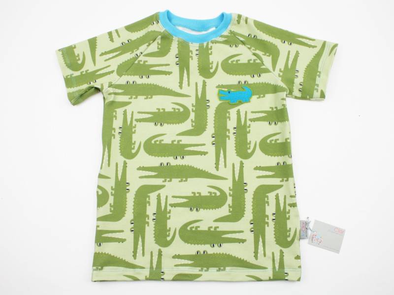 Kurzarmshirt Gr. 62-128 Krokodile Grün/Türkis von JaClarDesign