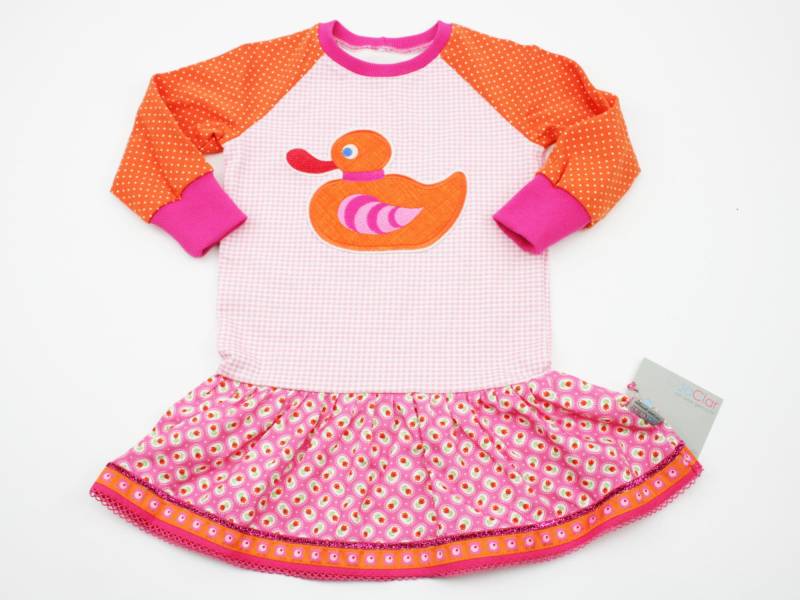 Langarm Raglankleid Gr. 80 Ente Rosa/Orange von JaClarDesign