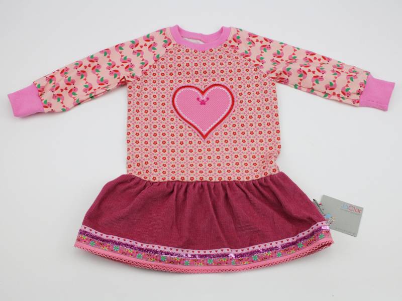 Langarm Raglankleid Gr. 80 Herz Rosa/Altrosa von JaClarDesign