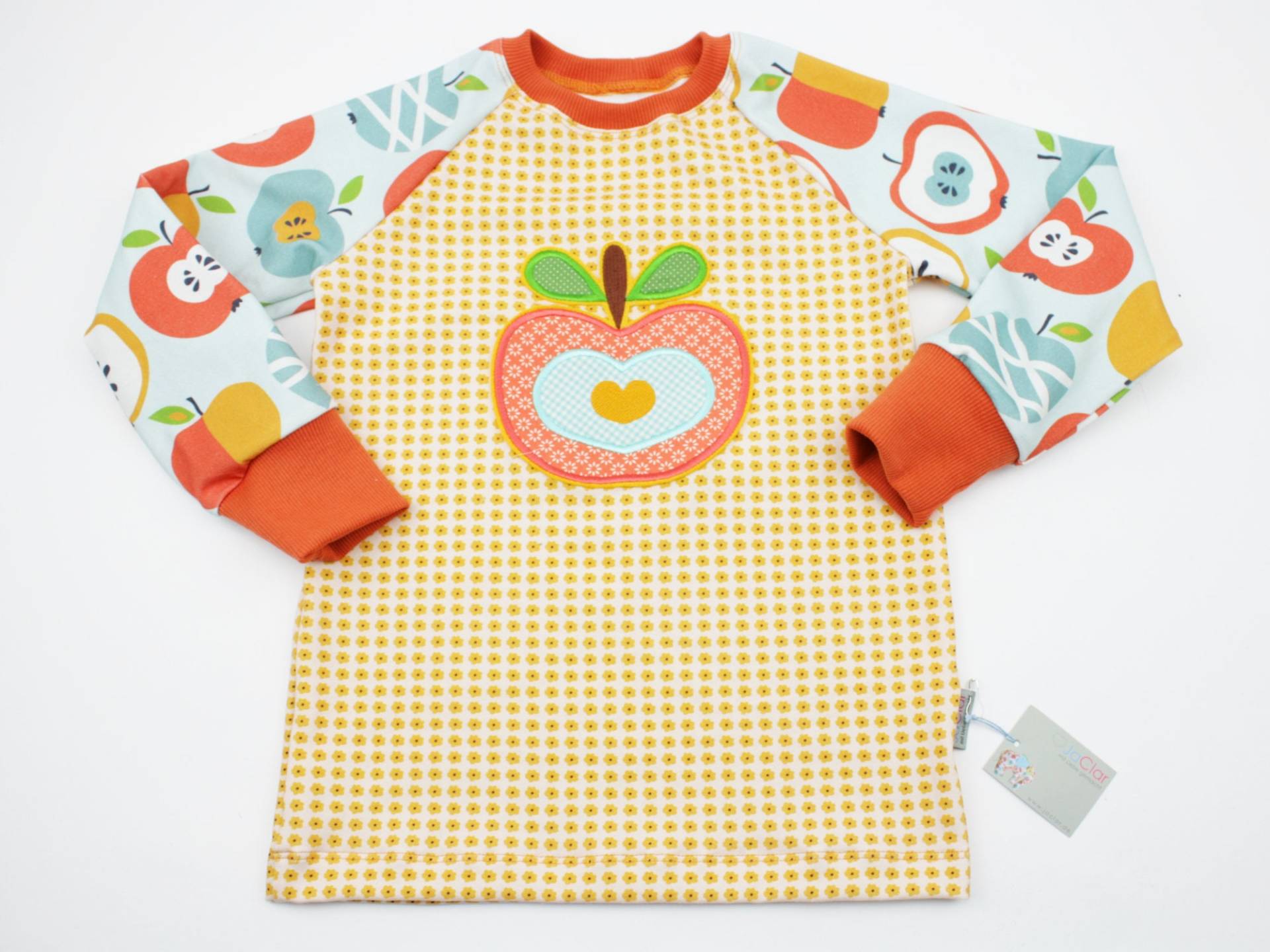 Langarmshirt Gr. 62-128 Apfel Gelb/Orange von JaClarDesign