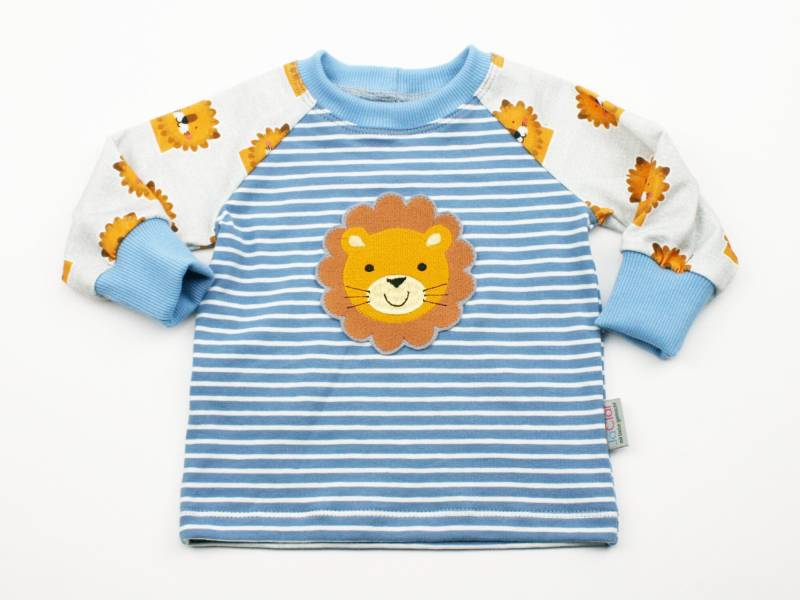 Langarmshirt Gr. 62 Löwe Hellblau/Senfgelb von JaClarDesign