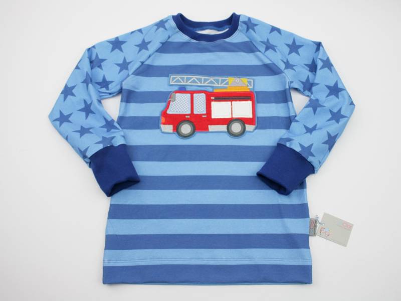 Langarmshirt Gr. 74-128 Feuerwehr Hellblau/Blau von JaClarDesign