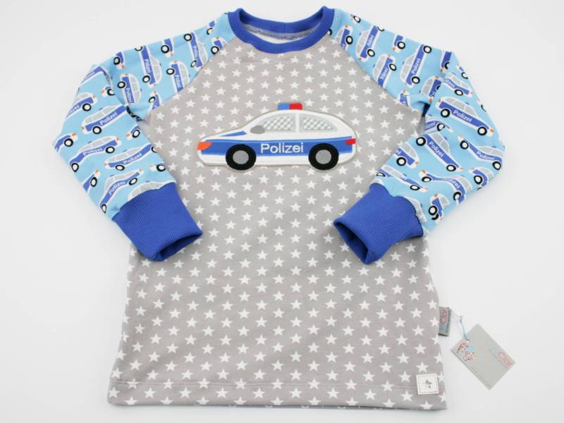 Langarmshirt Gr. 74-128 Polizei Grau/Blau von JaClarDesign