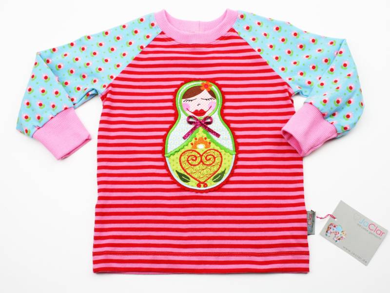 Langarmshirt Gr. 80 Püppchen Rot/Blau von JaClarDesign