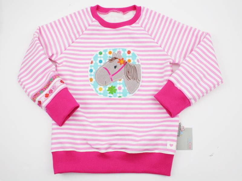 Pulli Bio-Sweat Gr. 62-128 Pferd Rosa/Pink von JaClarDesign