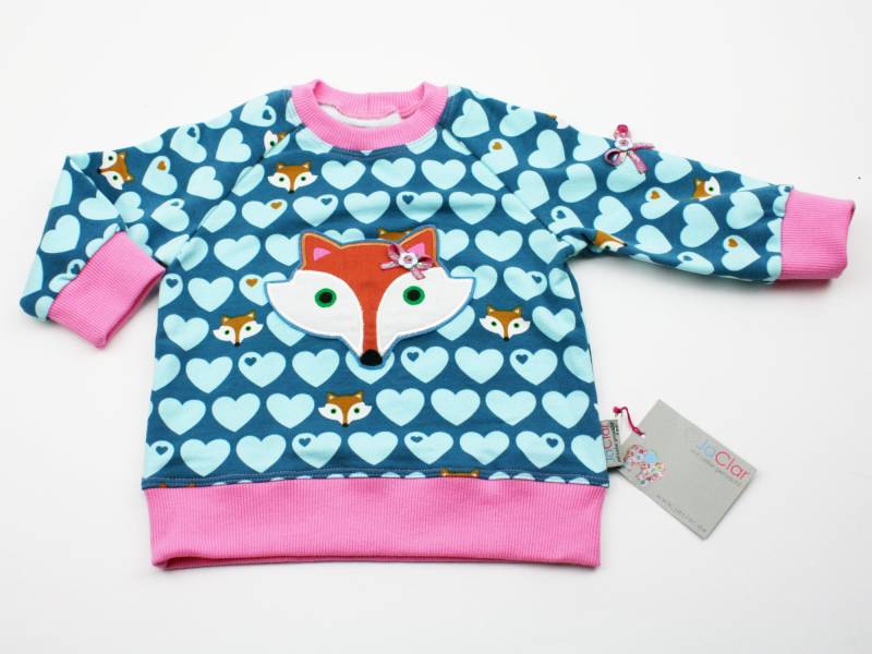 Pulli Gr. 68 Fuchs Blau/Rosa von JaClarDesign