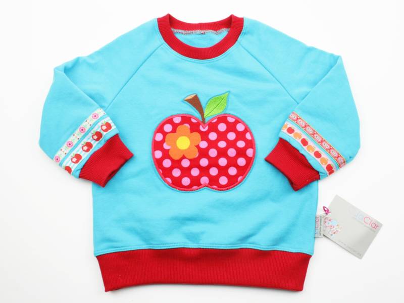 Pulli Gr. 80 Apfel Türkis/Rot von JaClarDesign