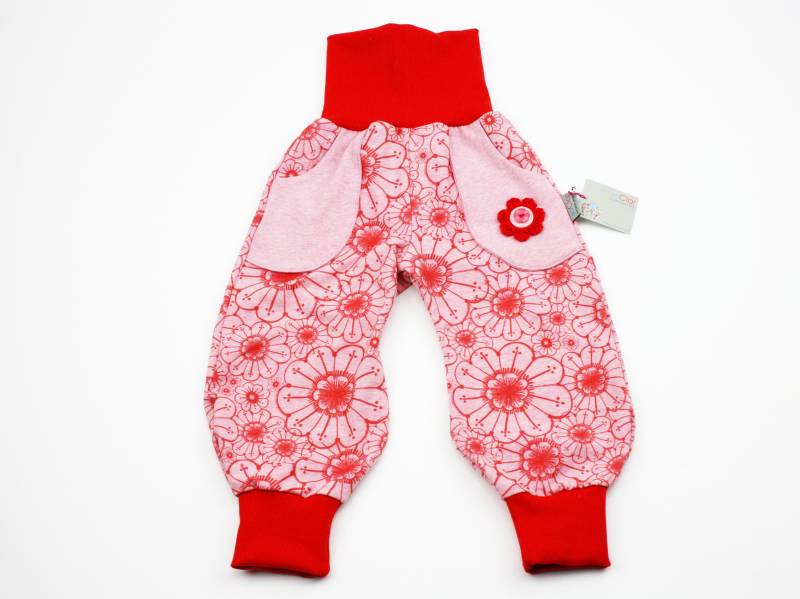Pumphose Gr. 80 Blumen Rosa/Rot von JaClarDesign