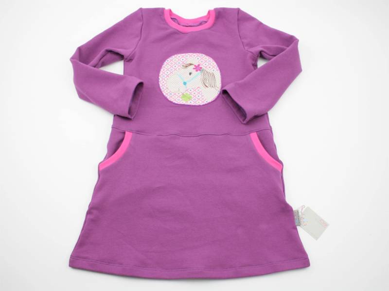 Sweatkleid Gr. 86-128 Pferd Beere/Pink von JaClarDesign