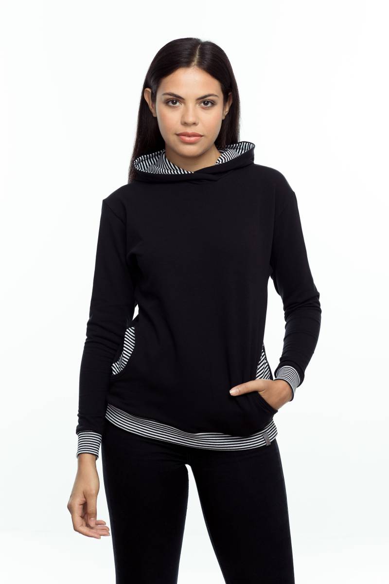 Hoodie/ Sweatshirt Ringel, Schwarzer, Angerauhter Sweatshirtstoff, Mit Ringelbündchen, Ringel in Den Taschen Und Der Kapuze Hoodie/ Sweatshirt Ringel, Schwarzer, Angerauhter Sweatshirtstoff, Mit Ringelbündchen, Ringel in Den Taschen Und Der Kapuze von JaMaTaShop