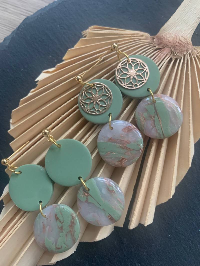 Handgemachte Ohrringe| Polymerton| Clay| Salbei Grün Marmor| Modern| Geschenk Freundin| Feier| Goldelement| Mandala Handgemachte Ohrringe| Polymerton| Clay| Salbei Grün Marmor| Modern| Geschenk Freundin| Feier| Goldelement| Mandala von JaMineClay