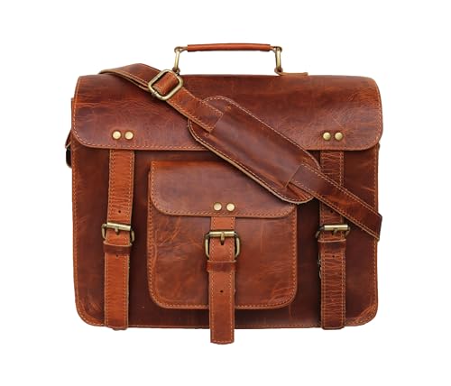 Jaald 28 cm Leder Messenger Bag Umhängetasche Cross Body Vintage-kurier-Beutel Für Damen Und Herren Aus Schulranzen Mann Purse Competible Mit Ipad Und Tablet von Jaald