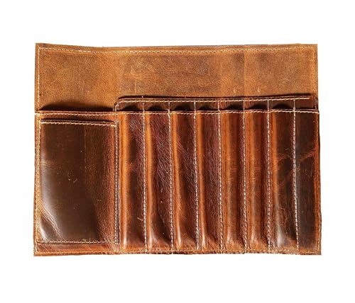 Jaald Echte eather Bleistift Rollen Pinsel-Kasten-Feder-Halter-Organisator Bürsten Lineal Stationary Beutel-Geschenk für Studenten Artist Painter & Writer String Schließung Jahrgang von Jaald