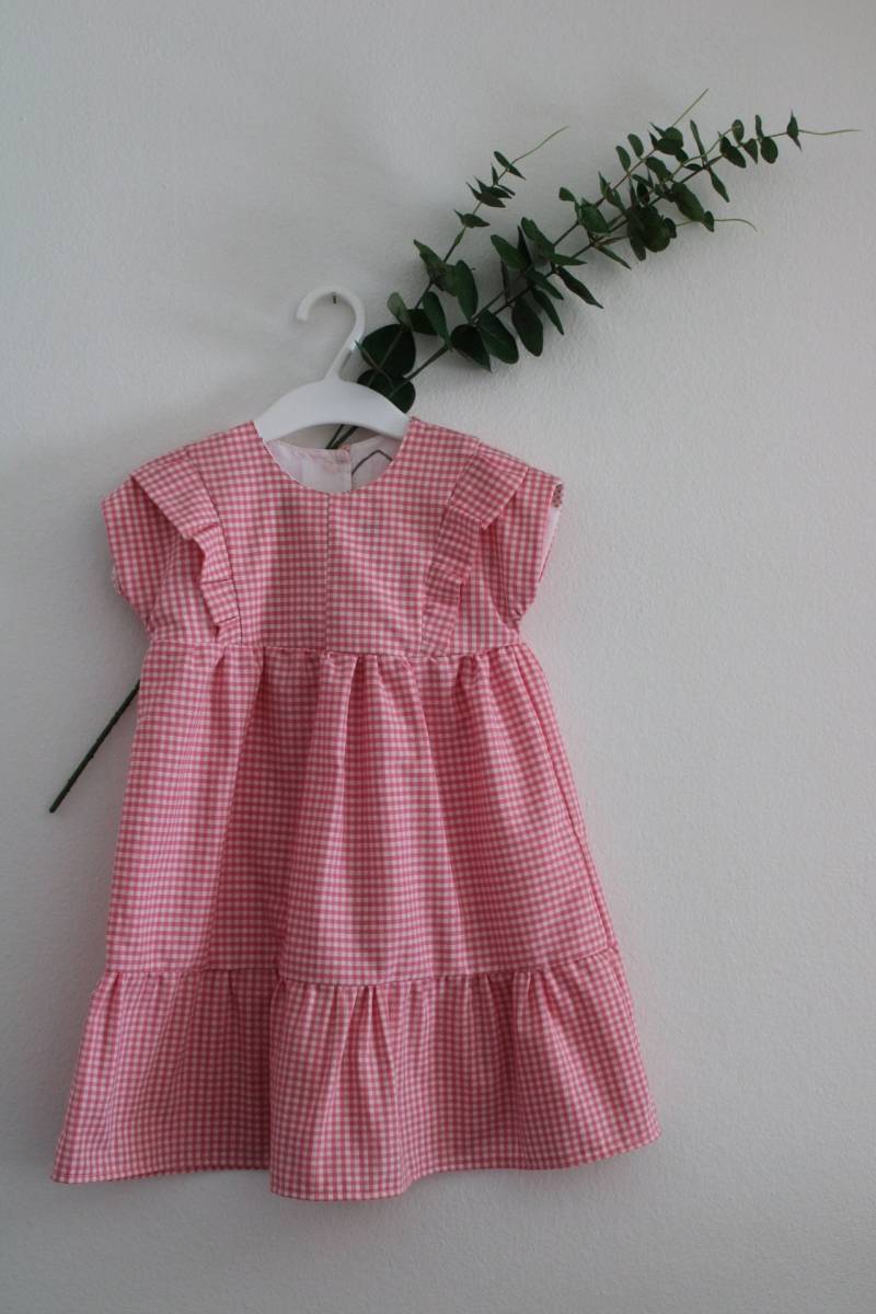 Kleid Sommerkleid Rosa Kariert Upcycling Mädchen 86 von Jaando2020
