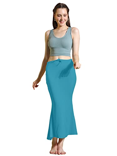 Jaanvi fashion Lycra Saree Shapewear Petticoat für Frauen, Baumwollmischung, Petticoat, Röcke für Frauen, Shapewear Kleid für Sari, himmelblau/blau, 46 von Jaanvi fashion