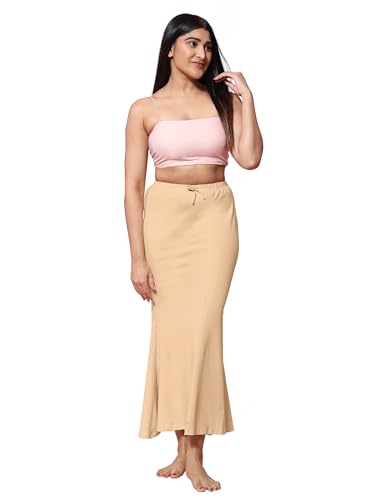 Jaanvi Damen Natürliche Baumwolle Fischschnitt Saree Shapewear, Petticoat, Rock, Komfortwear, Inskirt, Unterrock (Seitenschlitz), nude, 42 von Jaanvi