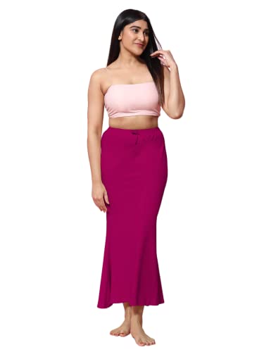 Jaanvi Damen-Saree aus natürlicher Baumwolle, Fischschnitt, Petticoat, Rock, bequem, Inrock, Unterrock (Seitenschlitz), Lipstick Pink, 50 von Jaanvi