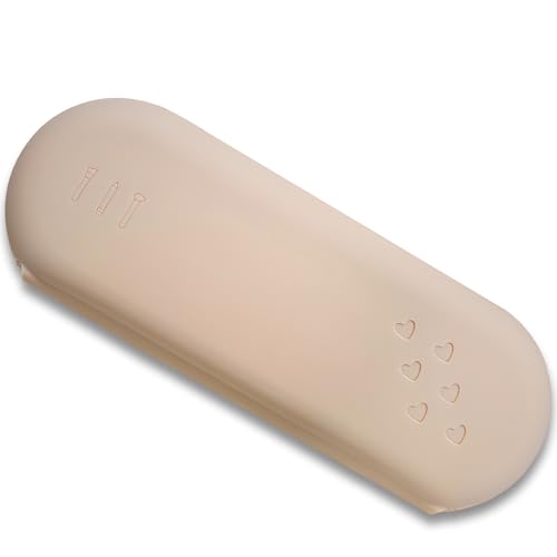 Silikon-Make-up-Pinselhalter-Kosmetiktasche: weiche, tragbare Reisetasche für Kosmetikpinsel mit Magnetverschluss, großer Reise-Organizer für Make-up-Pinsel, Khaki, Khaki von Jaasuee