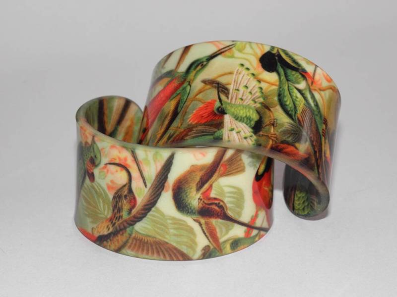 Acryl-Armband - Grüner Vogel Kolibri Wildlife Vintage Kunst Armreif/Armband Manschette Haeckel Acryl-Armband - Grüner Vogel Kolibri Wildlife Vintage Kunst Armreif/Armband Manschette Haeckel von JabaleeDesign