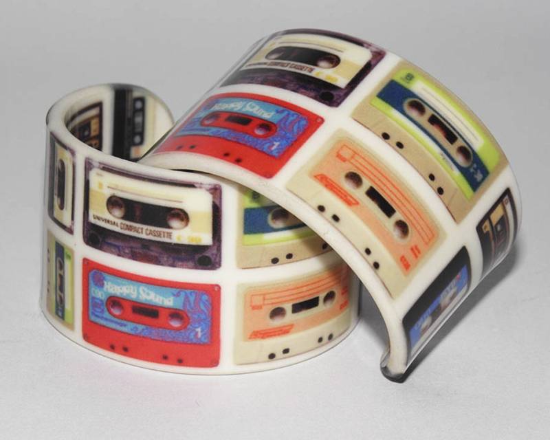 Acryl Armband - Kassetten Vintage Armreif/Manschette Acryl Armband - Kassetten Vintage Armreif/Manschette von JabaleeDesign