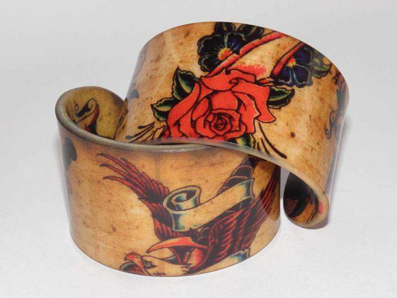 Acryl Armband - Old School Eagle Rose Manschette Armreif Handwrist Acryl Armband - Old School Eagle Rose Manschette Armreif Handwrist von JabaleeDesign