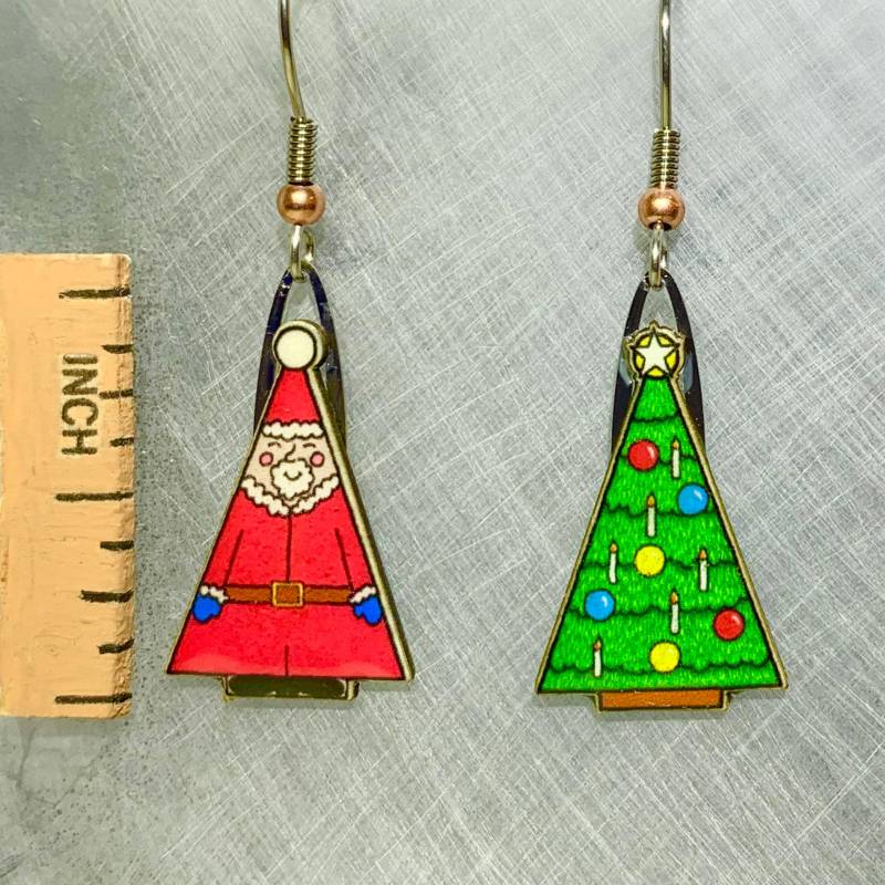Santa & Christmas Tree Jabebo Ohrringe, Inspirierendes Kuriosität Mit Recyceltem Müsli Karton von JabeboStudio