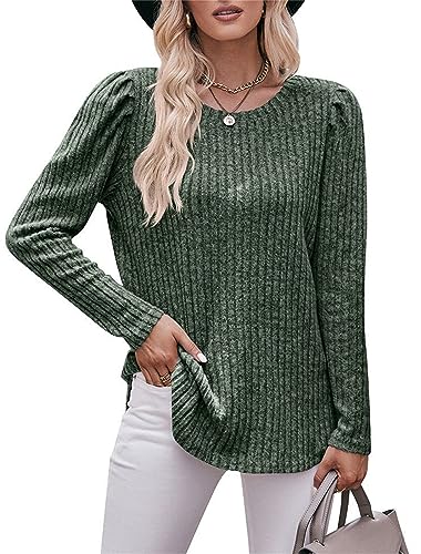 Jabeiyou Tunika Damen Langarm Rundhal Oberteile Shirts Fashion Casual Elegant Gebürstet Unifarben Tshirt Tops Longshirt Mehrfarbig Größe S-XXL von Jabeiyou