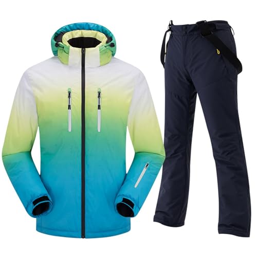 2 teilig Damen herren Set Skijacke & Skihose Skianzug winter outdoor wasserdicht schneeanzug winterjacke mit kapuze abzippbarer atmungsaktiv skianzüge warm Trägern skihose Snowboarden von Jabidoos