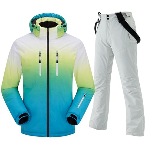 2 teilig Damen herren Set Skijacke & Skihose Skianzug winter outdoor wasserdicht schneeanzug winterjacke mit kapuze abzippbarer atmungsaktiv skianzüge warm Trägern skihose Snowboarden von Jabidoos