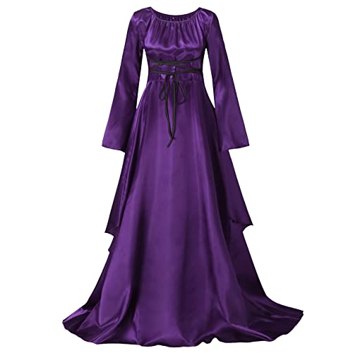 Jabidoos Damen Retro Mittelalter Kleid Gothic Kleider barock Kleid Halloween Maxikleid Vintage Retro Trompetenärmel Karneval Kostüm Frauen Renaissance hexenkostüm Party Kleider von Jabidoos