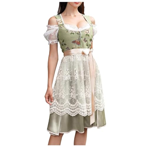 Jabidoos Dirndl Damen Midi Trachtenkleid Lang Trachtenmode Trachtenrock Dirndlbluse Dirndlschürze 3 Teilig Für Oktoberfest Grosse Grössen Kleid Outfit Dirndl Schürze Spitze Dirndlkleid von Jabidoos