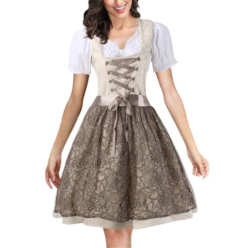 Jabidoos Dirndl Damen Midi Trachtenkleid Oktoberfest Kleid Kleidung Dirndl inkl. Trachtenrock Dirndlbluse Dirndlschürze Oktoberfest Trachtenkleid Trachtenmode von Jabidoos
