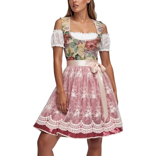 Jabidoos Dirndl Damen Midi Trachtenkleid Oktoberfest Kleid Kleidung Dirndl inkl. Trachtenrock Dirndlbluse Dirndlschürze Oktoberfest Trachtenkleid Trachtenmode von Jabidoos
