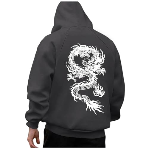 Jabidoos Hoodie Herren Oversize Mit Backprint Y2K Hoody Mit Kapuze Basic Pullover Vintage Print Hoodies Für Männer Anime Kapuzenpullover Schwarzer Coole Streetwear Drip Klamotten Oversized Pulli von Jabidoos