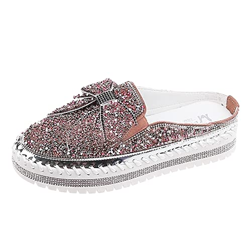 Jabidoos Sandalen Damen Zehentrenner Elegant Atmungsaktiv Sommerschuhe Sandalen Pantoletten Mit Strass Keilabsatz Flache Schuhe Zehentrenner Bohemian Bequem Freizeitschuhe Sandals Flip Flops von Jabidoos