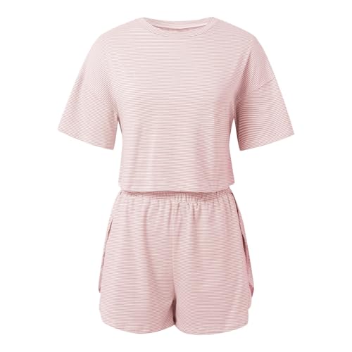 Jabidoos Schlafanzug Damen Kurz Pyjama Set Gestreiftes Sommer Loungewear T-Shirt Und Short Baumwolle Bequem NachtwäSche Lounge Set Casual Freizeit Zweiteiler Jabidoos Schlafanzug Damen Kurz Pyjama Set Gestreiftes Sommer Loungewear T-Shirt Und Short Baumwolle Bequem NachtwäSche Lounge Set Casual Freizeit Zweiteiler von Jabidoos