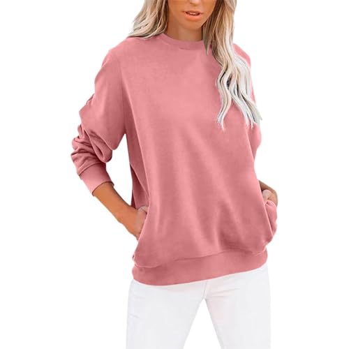 Jabidoos Sweatshirt Damen Pullover Damen Sommer Rundhals Langarmshirt Sommerpullover Leicht Herbst Pulli Baumwolle Casual Langarm Oberteile Tops mit Taschen von Jabidoos