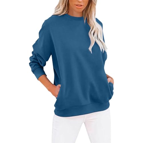 Jabidoos Sweatshirt Damen Pullover Damen Sommer Rundhals Langarmshirt Sommerpullover Leicht Herbst Pulli Baumwolle Casual Langarm Oberteile Tops mit Taschen von Jabidoos