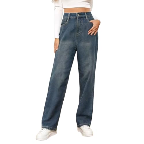 Jeans Damen Wide Leg Baggy Jeans Schlaghose Leicht Stoffhose Hip Hop Hosen Casual Freizeithose Freizeit Stretch Hose Bequem Sommerjeans Sommer High Waist Jeggings von Jabidoos