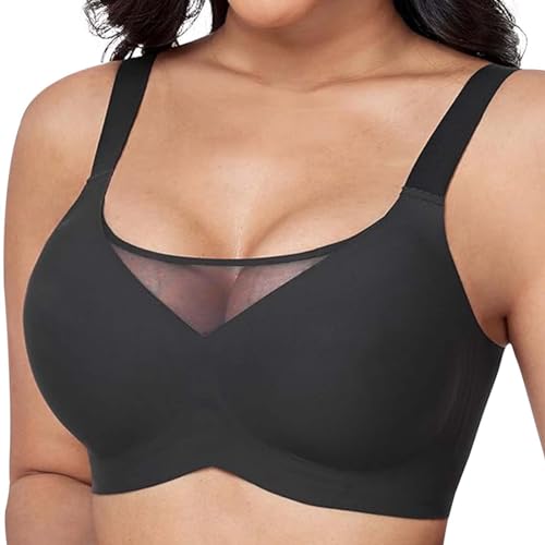 Mesh BH Damen Ohne Bügel Modisch Nahtloser BH Atmungsaktiv Bralette Damen Minimizer BHS T Shirt Schlaf BH Mit Zusätzlicher BH-Verlängerung von Jabidoos